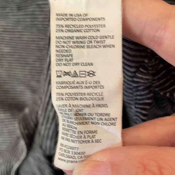 Prana Esme Cross Back Black Stripe LS Tee Medium - Picture 6 of 6